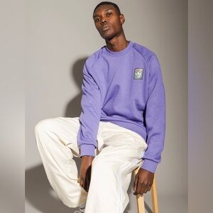 Adidas|Casual purple Crewneck sweater with small cool:funky logo, plus size 2XL•